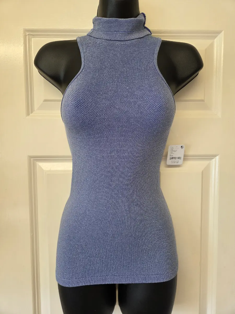 Free People Blue High Neck Halter Tank Top. Size XS/S
