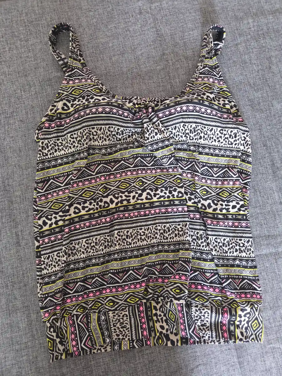 Buffalo Boho Tribal Leopard Print Tankini Top. Size 12