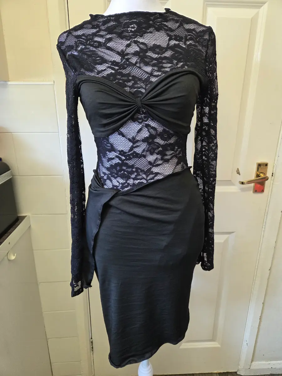 Shein EZwear Solid Colour Lace Twist Design Mini Dress. Size XXS