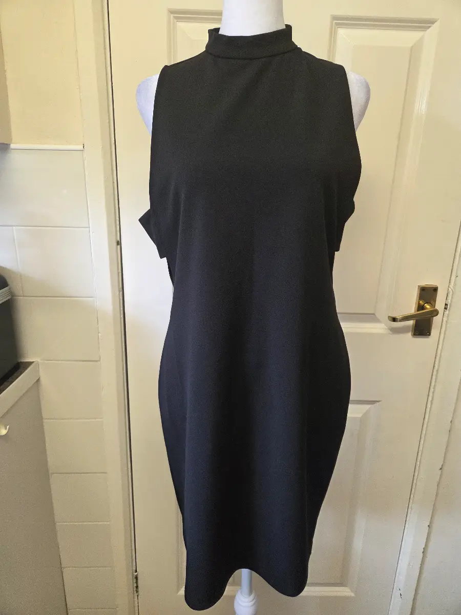 Little Black Dress Sleeveless Mock Neck Shift Mini Dress. Size Small