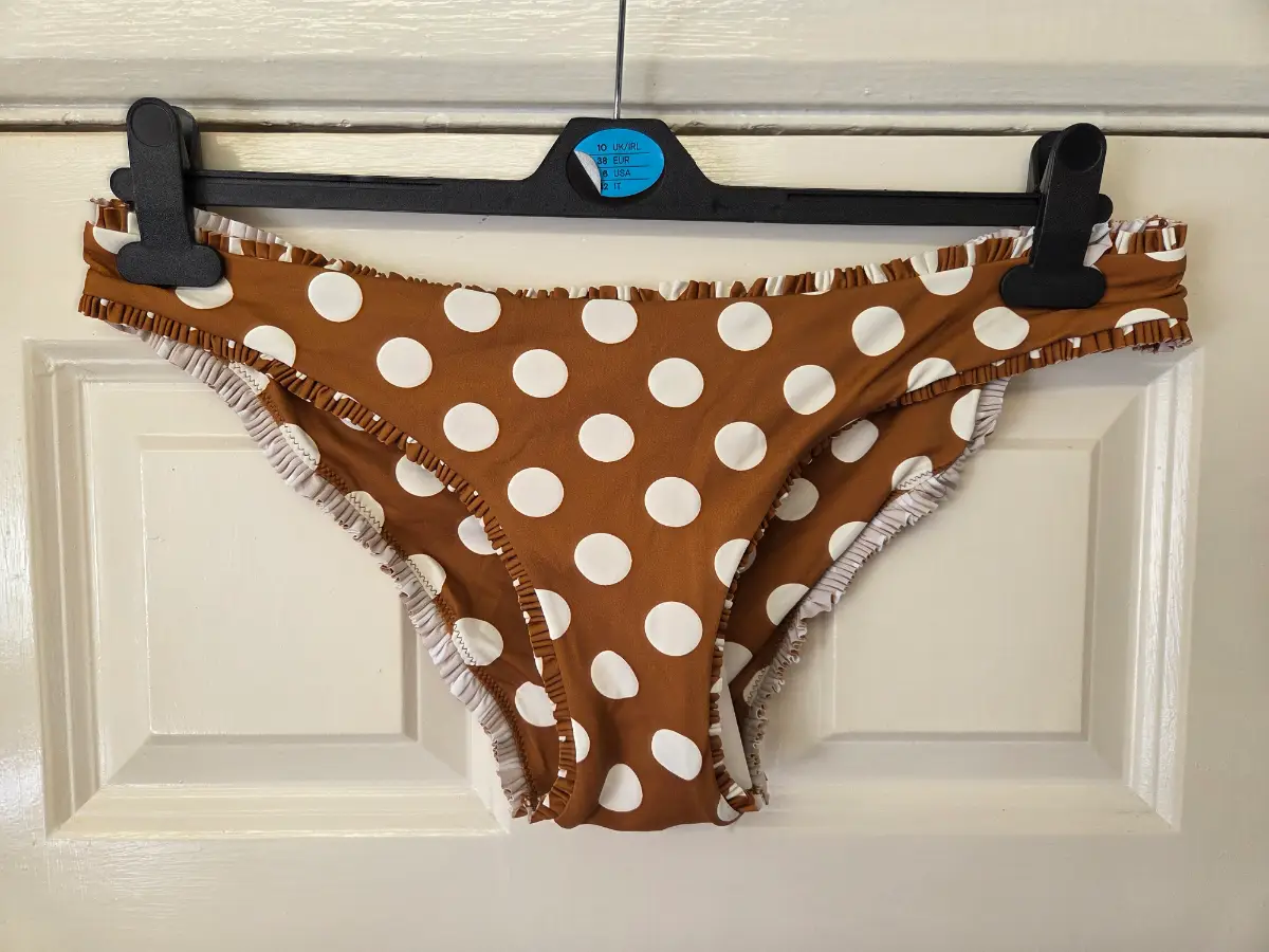 Out From Under Monroe Brown Polka Dot Ruffle Bikini Bottoms XL (UK16