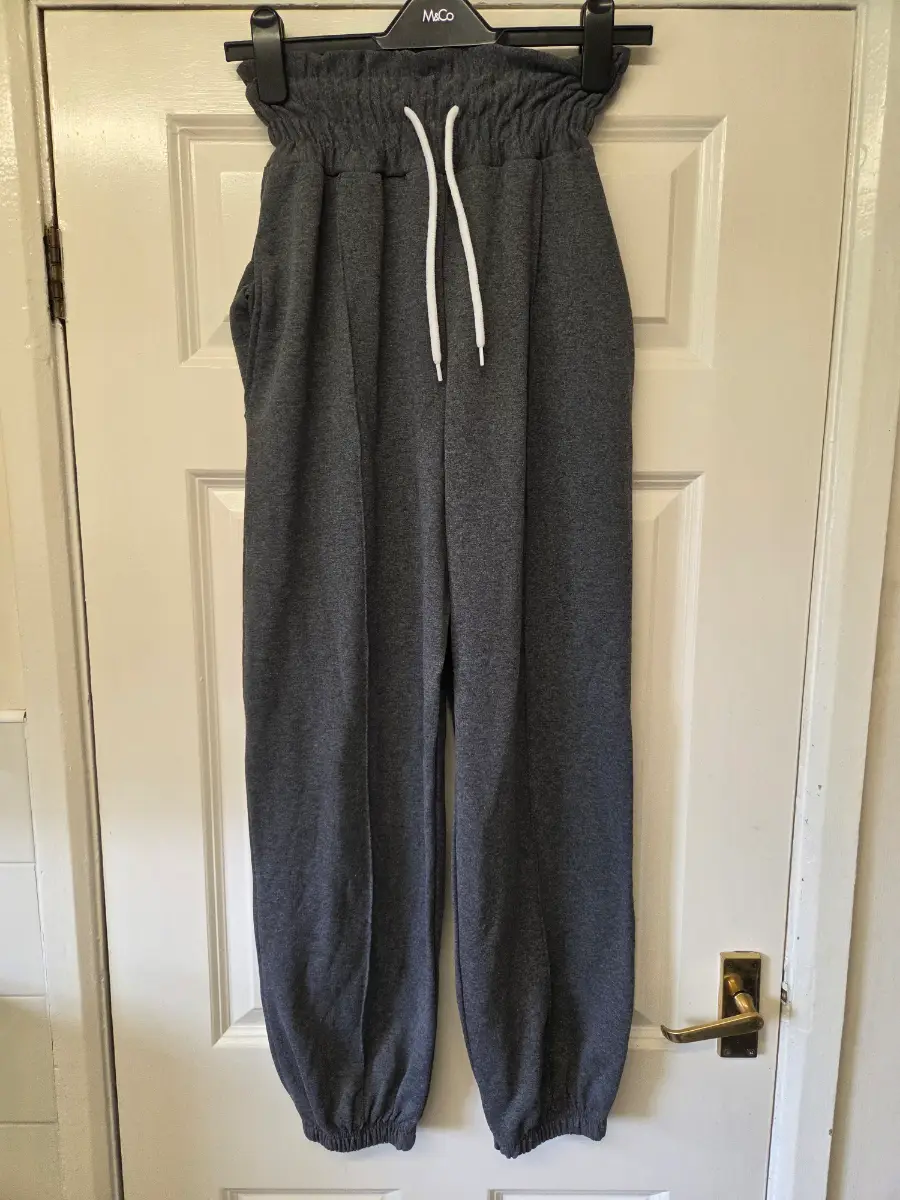 I Saw It First Charcoal Grey Paperbag Waist Front Seam Joggers. Size 10