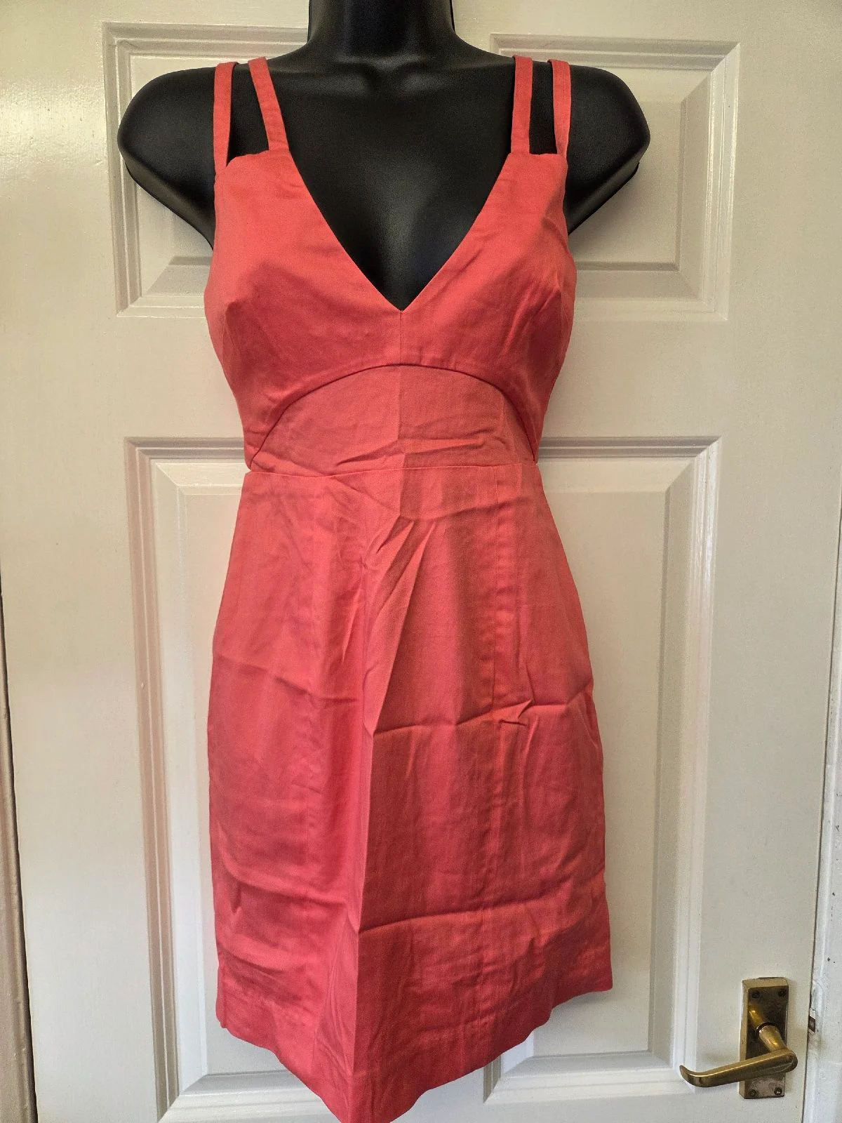 Asos Petite Coral Pink V-Neck Mini Dress Sun Dress- Size 6