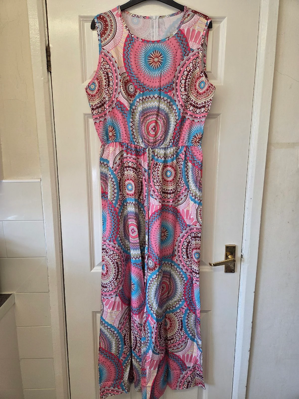 Pink Boho Mandala Wide Leg Jumpsuit. Size XL (UK16)