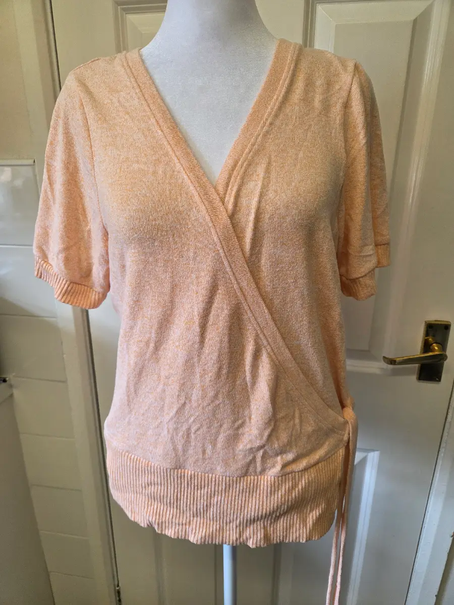 Next Peach Marl Light Knit Wrap Top. Size 12