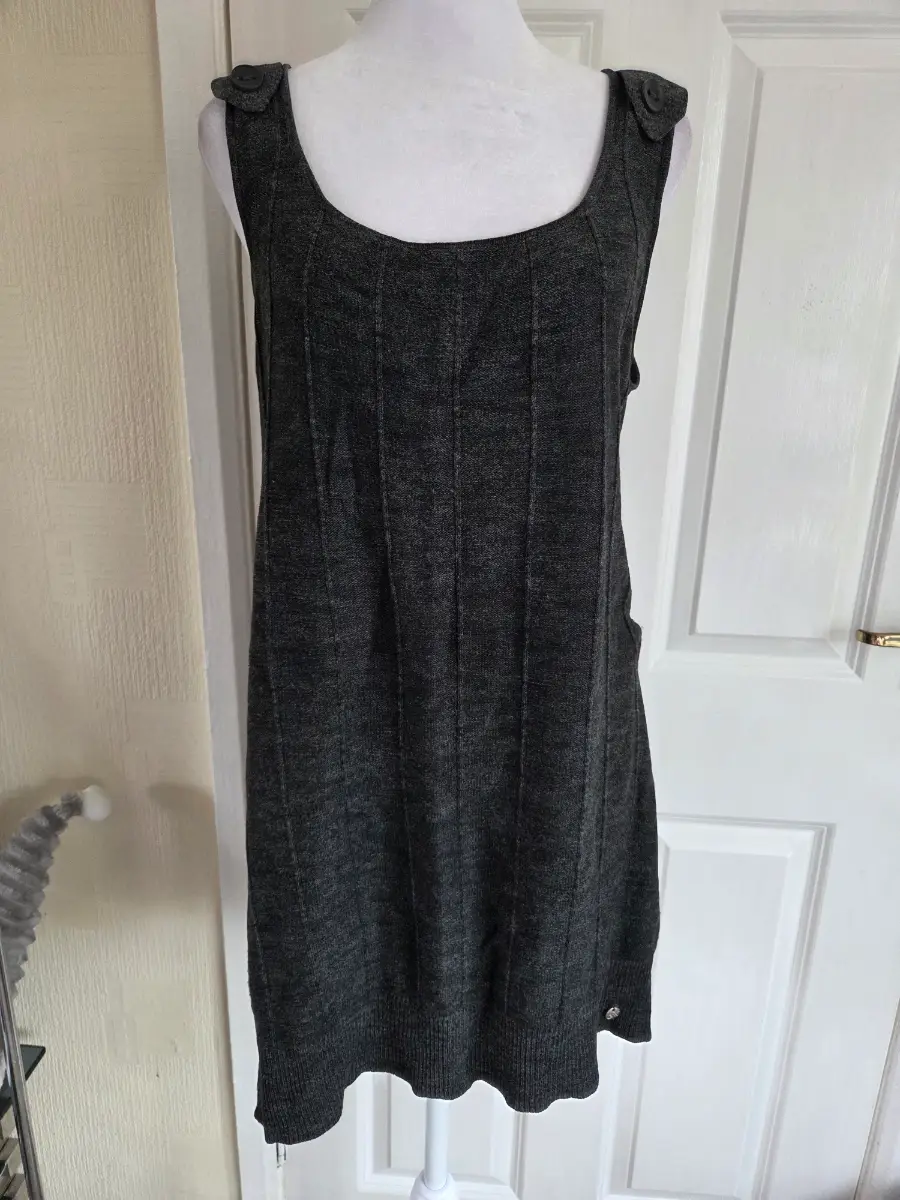 Miso Charcoal Grey Knit Pinafore Dress. Size 12