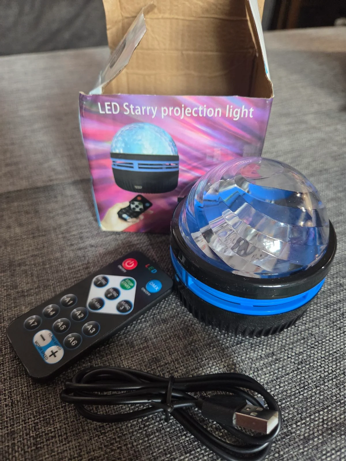 New Boxed LED Starry Projection Light/ Disco Ball Lamp with Remote & USB Cable
