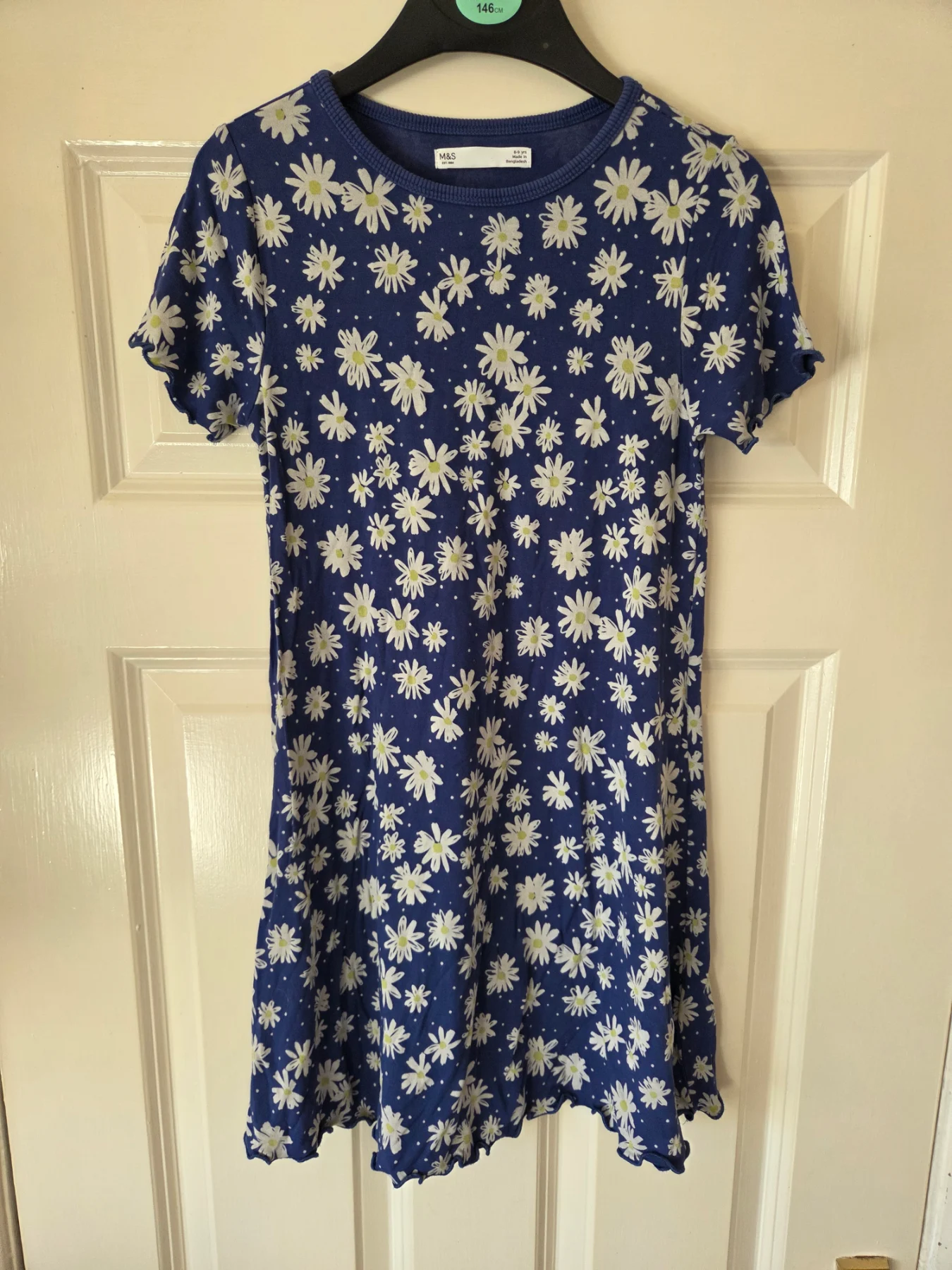 Marks & Spencer Girls Blue Daisy Floral Dress Age 8-9 Years
