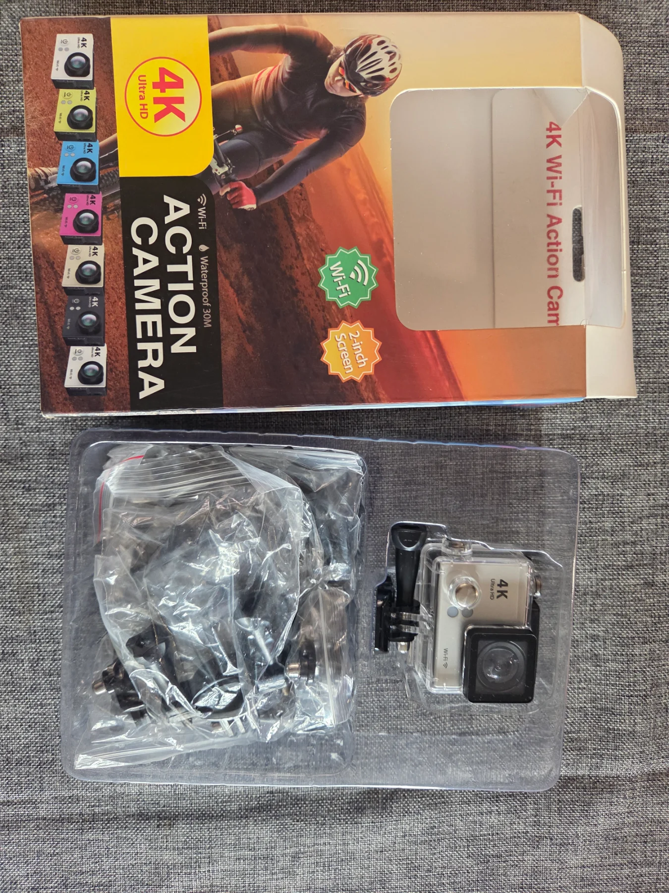4K Ultra HD Wi-Fi Action Camera- 2-Inch Screen- 30M Waterproof Case &Mounts