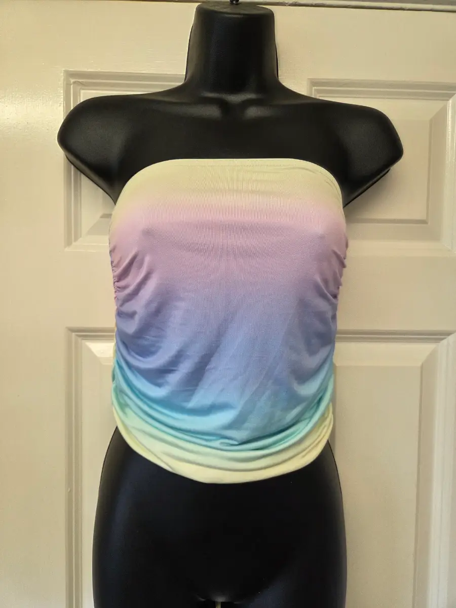 Stylewise Pastel Ombre Ruched Tube Top. Size 6