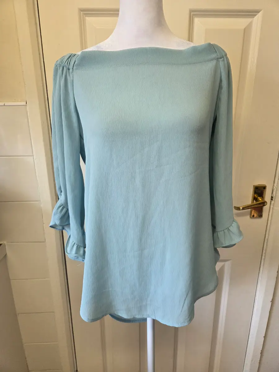 New Look Mint Boat Neck Blouse. 3/4 Sleeves. Size 8