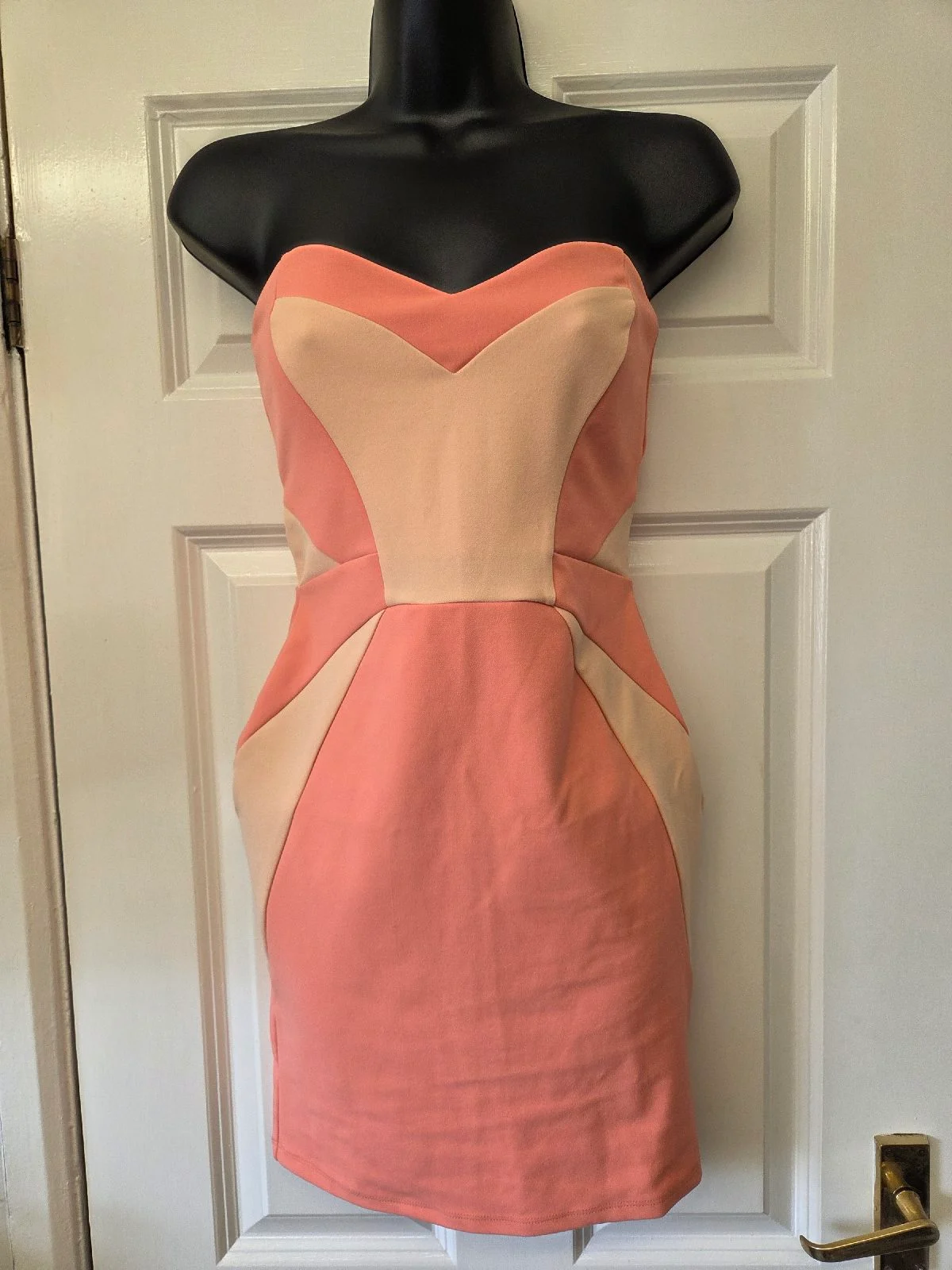 Miss Selfridge Coral & Peach Strapless Bodycon Dress