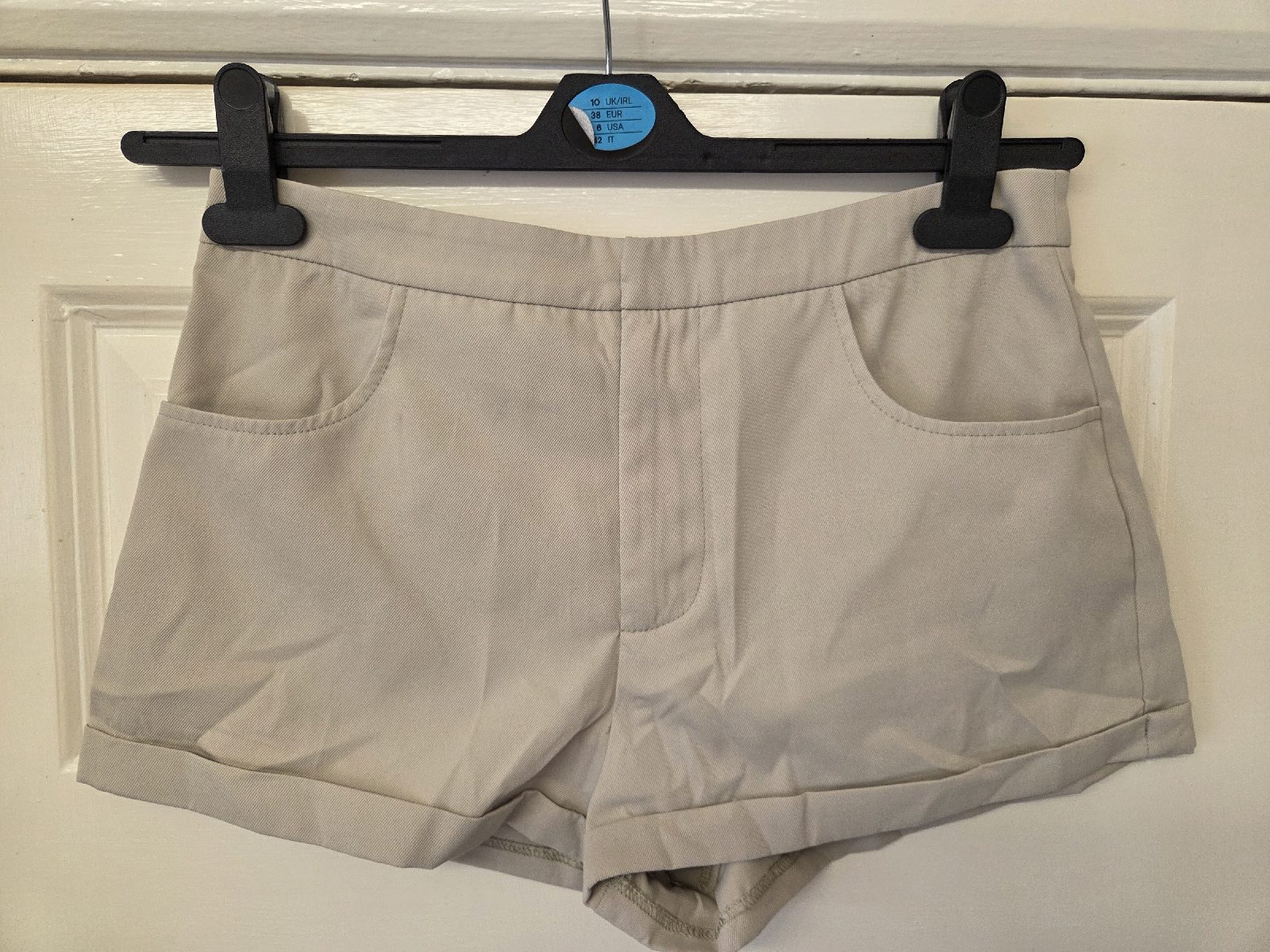 Ego Tailored Mid Rise Shorts Stone/Beige- Size 8 ( Sample Piece)