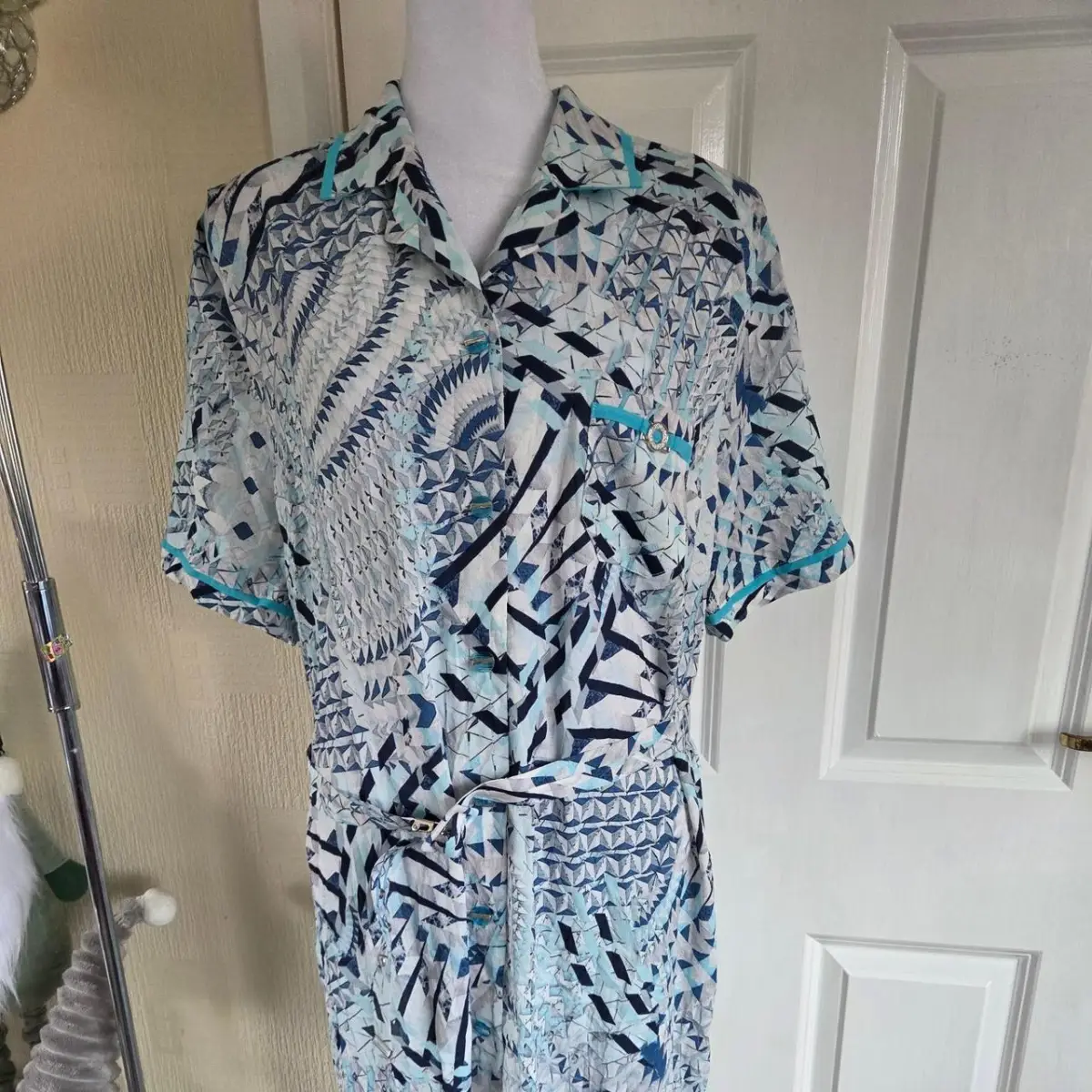 Vintage Guy Dubouis Geometric Abstract Shirt Dress. Size 18
