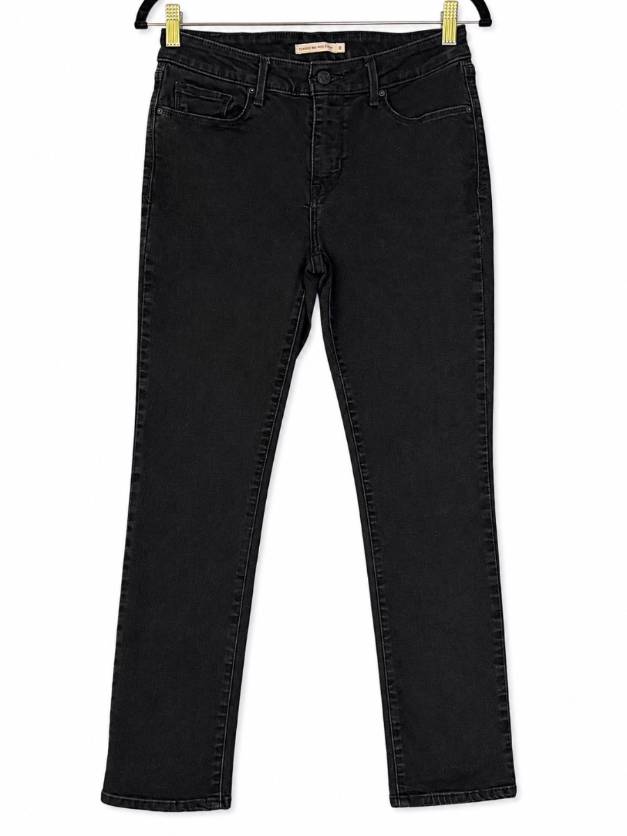 Levi’s Women’s Classic Mid Rise Skinny Jeans Black W29 L29 UK 8 Faded Denim