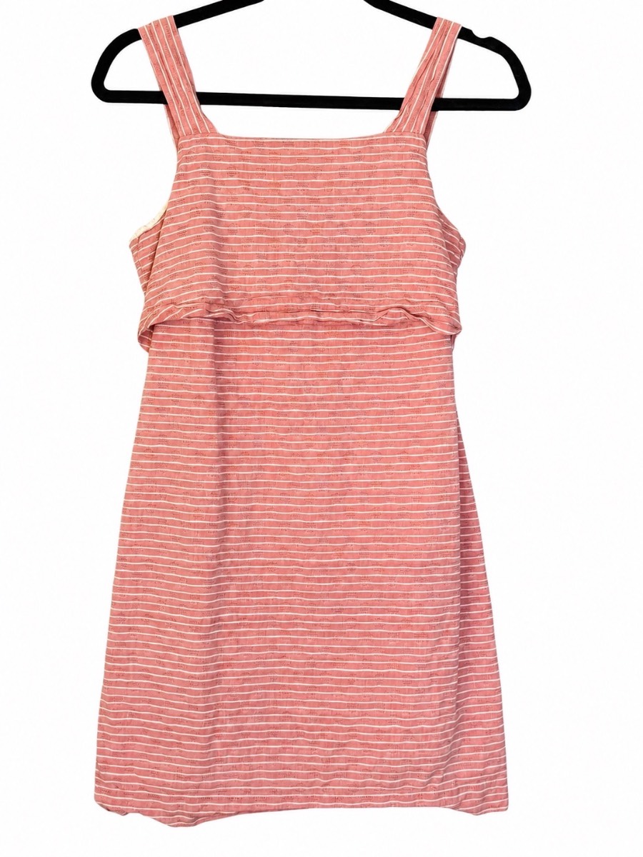 Oliver Bonas Womens Pink Striped Cotton Summer Dress UK 6 Sleeveless Mini