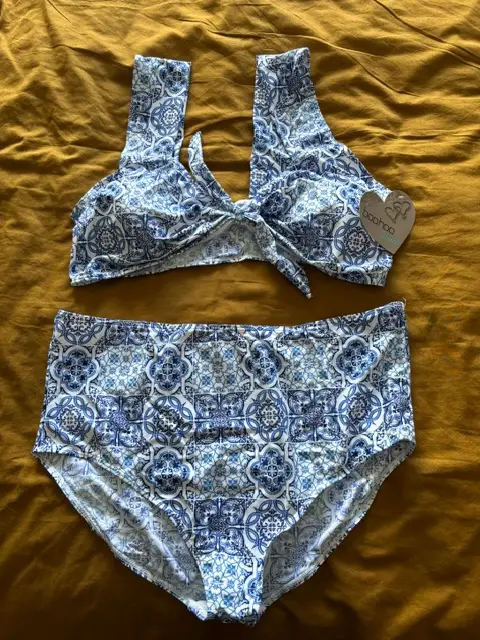 Boohoo Tile Print Bikini Sz 22