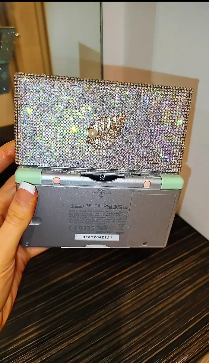 Nintendo DS Lite Game ** CUSTOM BLING ** Handheld Console USB Stylus Game Blue