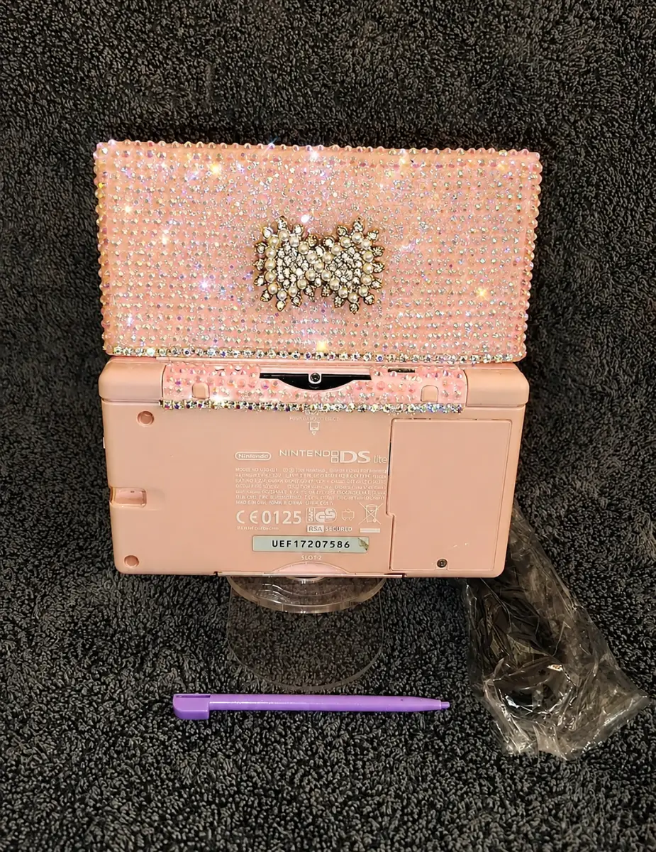 Nintendo DS Lite Game ** CUSTOM BLING ** pink Handheld Console USB Stylus Game