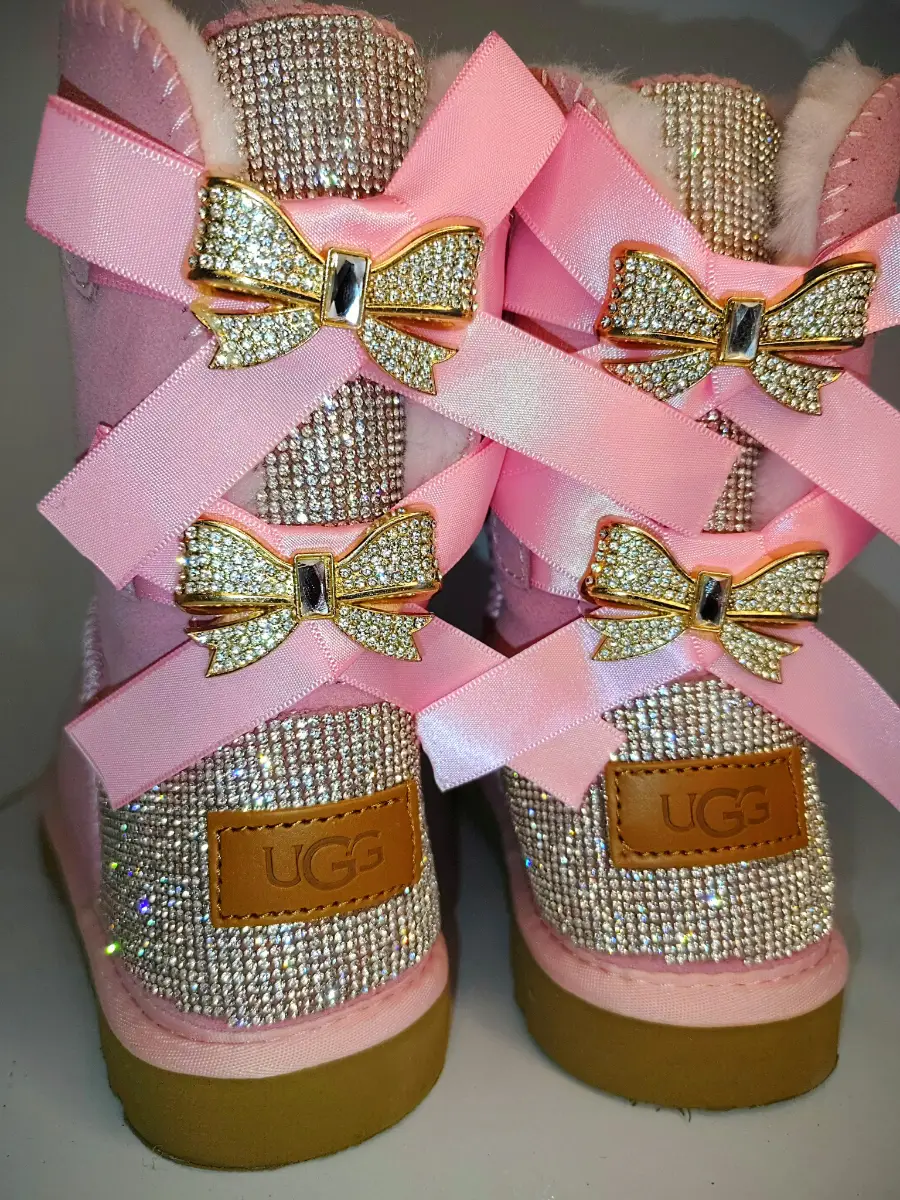 UGG Boots Pink ** CUSTOM BLING ** Rhinestone New Women's Size 5