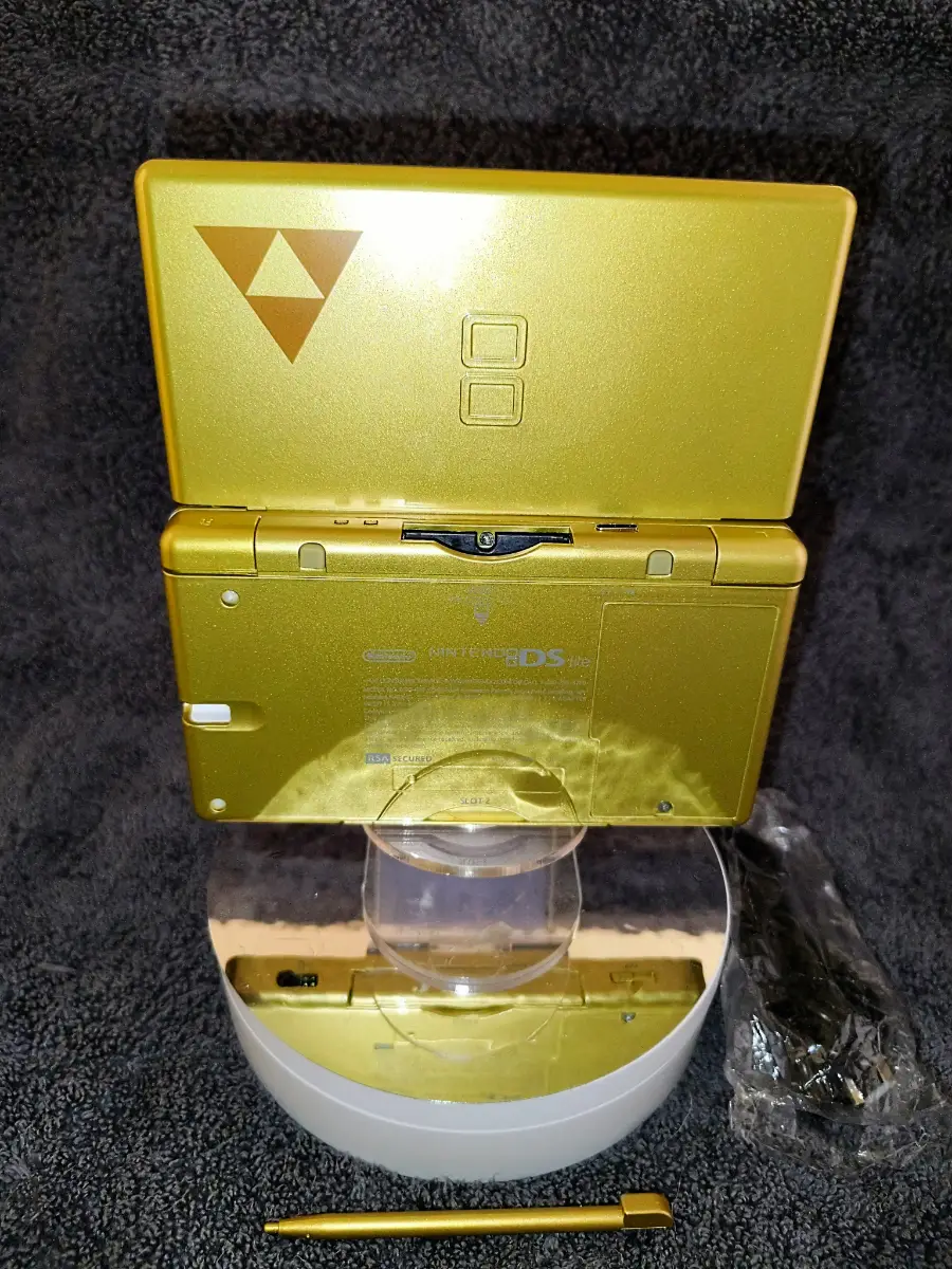 Nintendo DS Lite * GOLD ZELDA TYPE C PORT * USB CHARGER Stylus Console Game