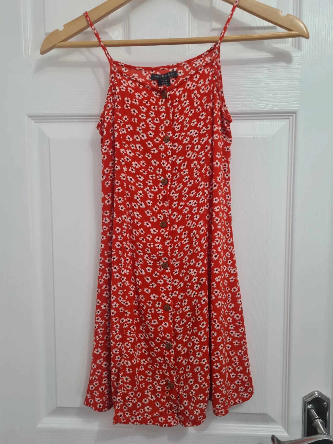 Primark red ditsy floral dress age 7/8 years
