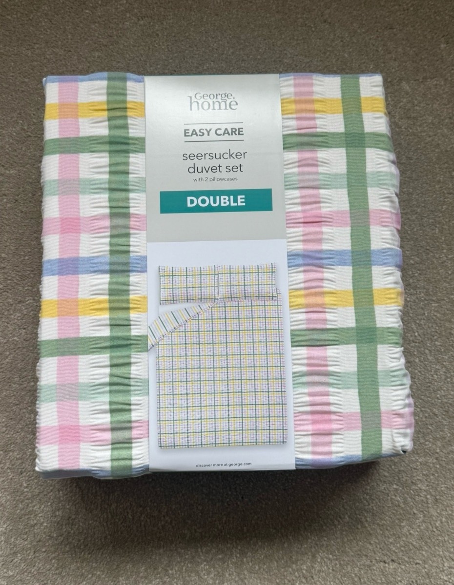 George Home Easy Care Seersucker Duvet Set – Double – BNIP 🌸