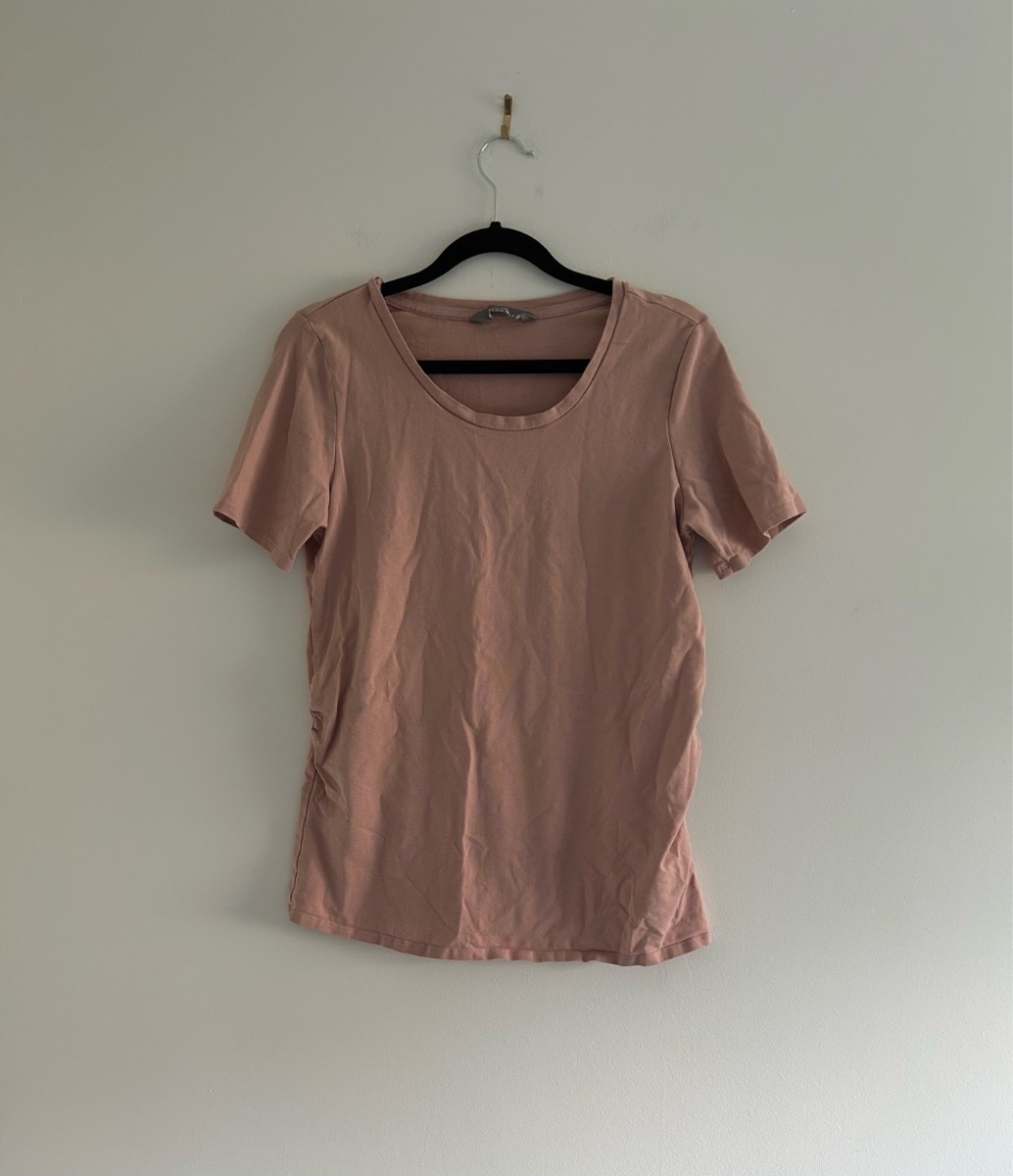 George Blush Pink Side Ruched T-Shirt UK 14