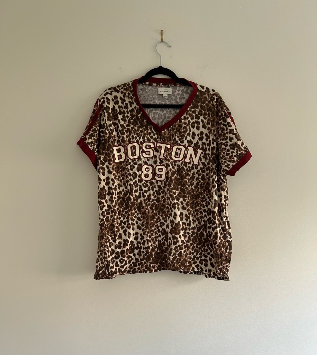 Next Maternity leopard varsity tee Boston 89 size L