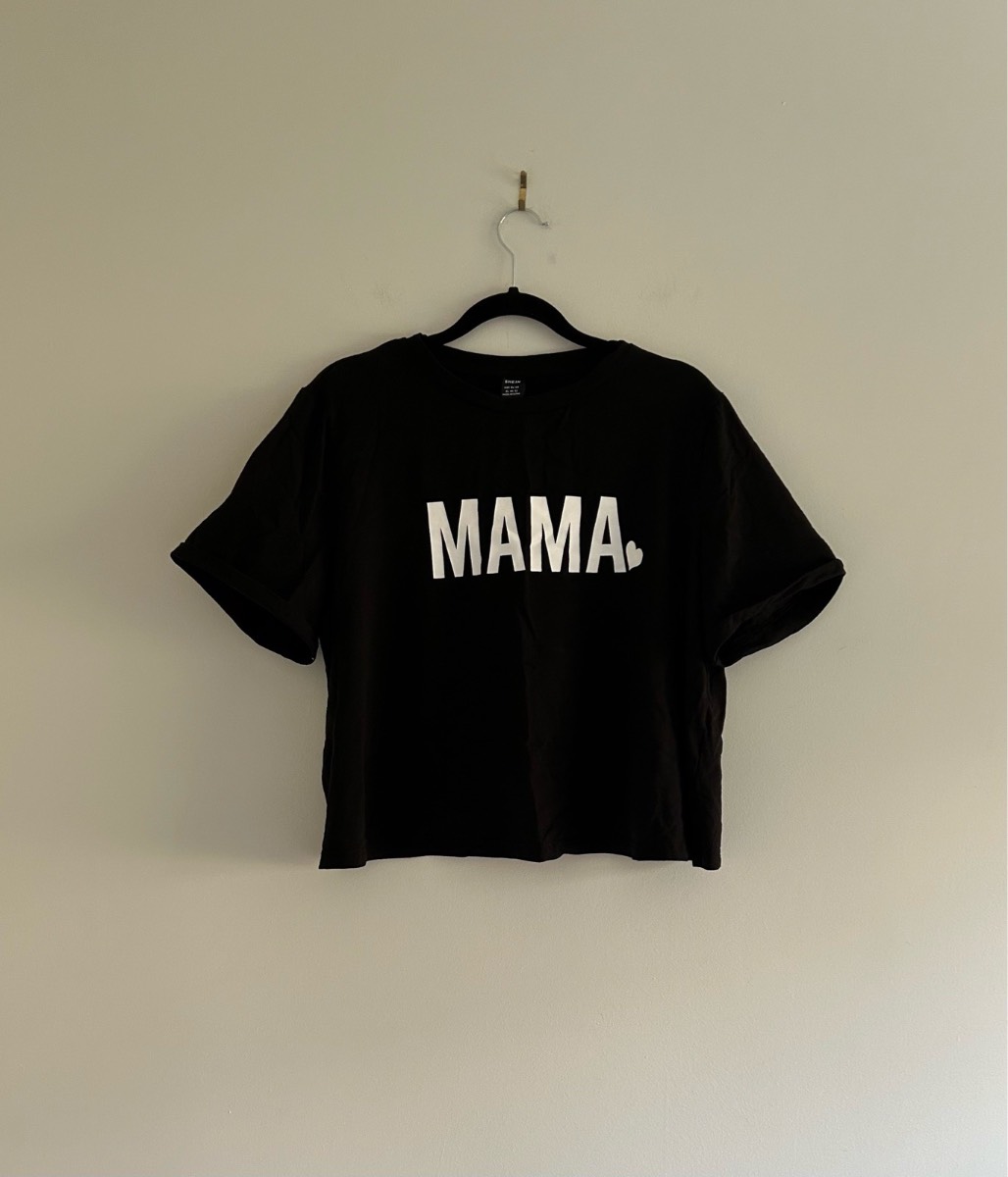 SHEIN Black MAMA Cropped T-Shirt Size 16/XL