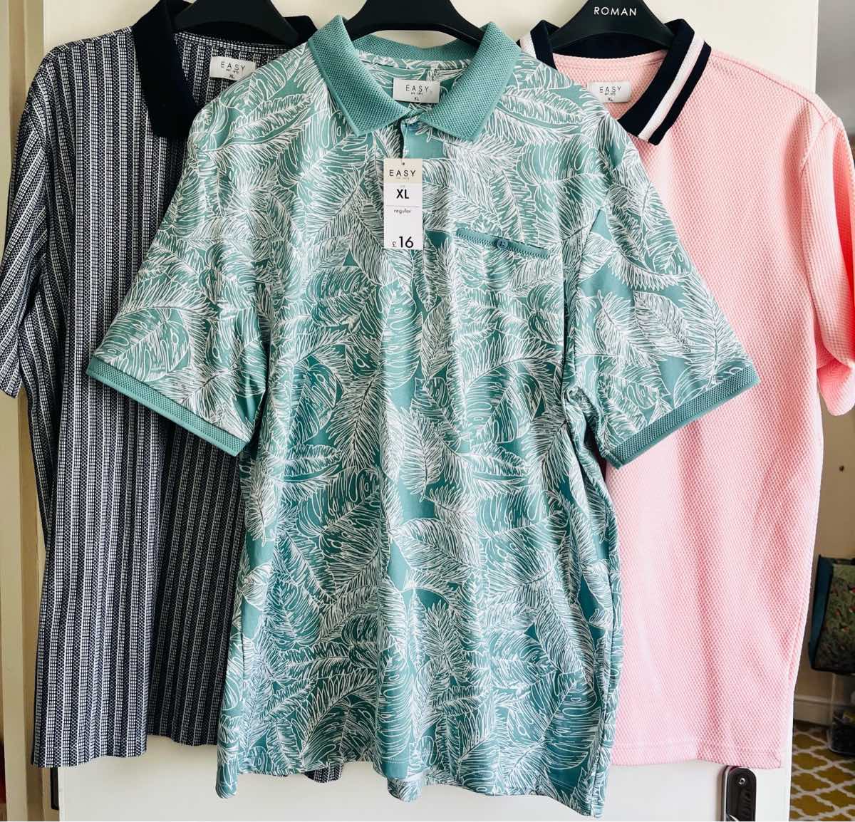 Easy textured/fine knit summer holiday short sleeve polo bundle x3 - All size XL