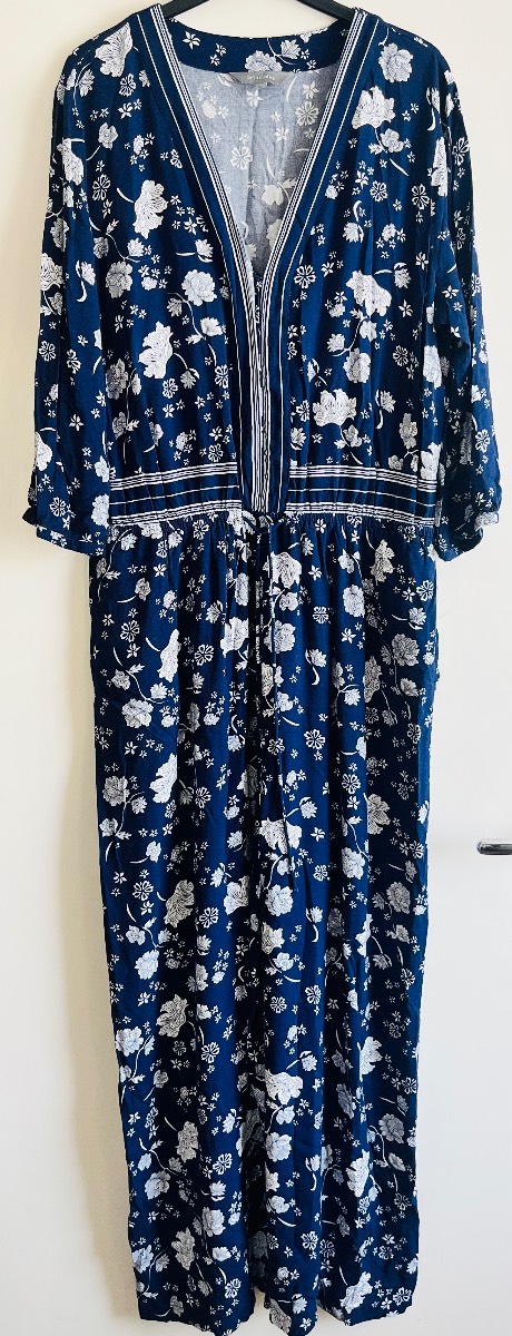 Principles blue/white flower print lightweight jumpsuit - Size 16
