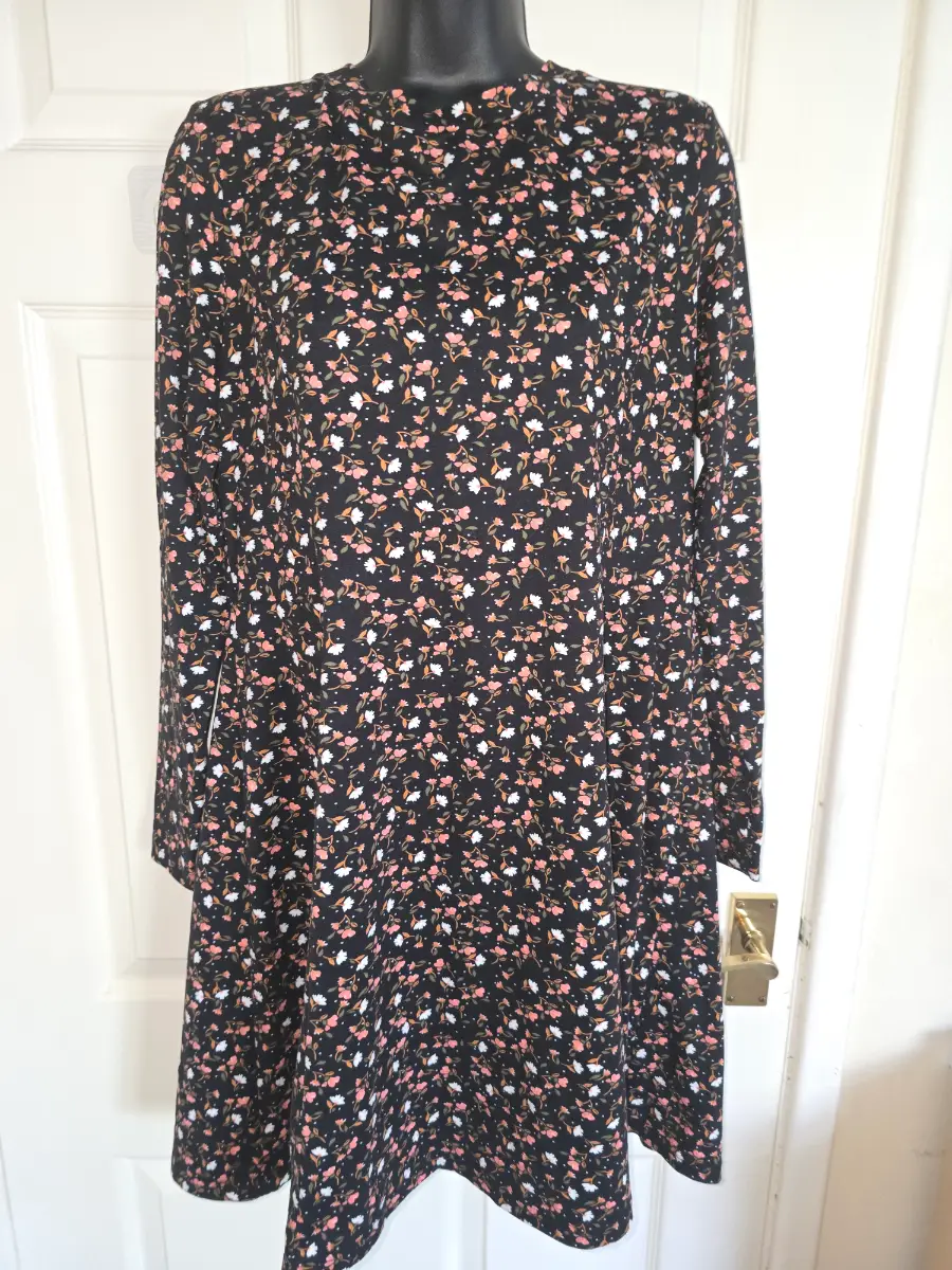 New look dress. Size 14. Black with Multicoloured floral pattern