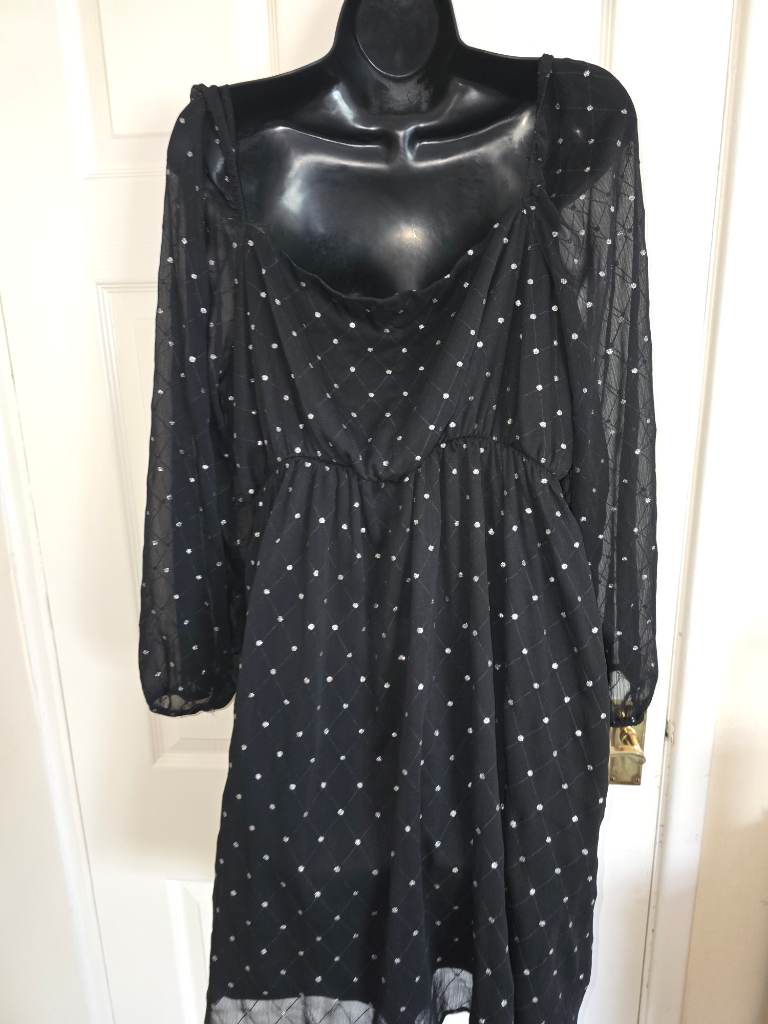 George Adsa dress. size 18. Black with silver dots.