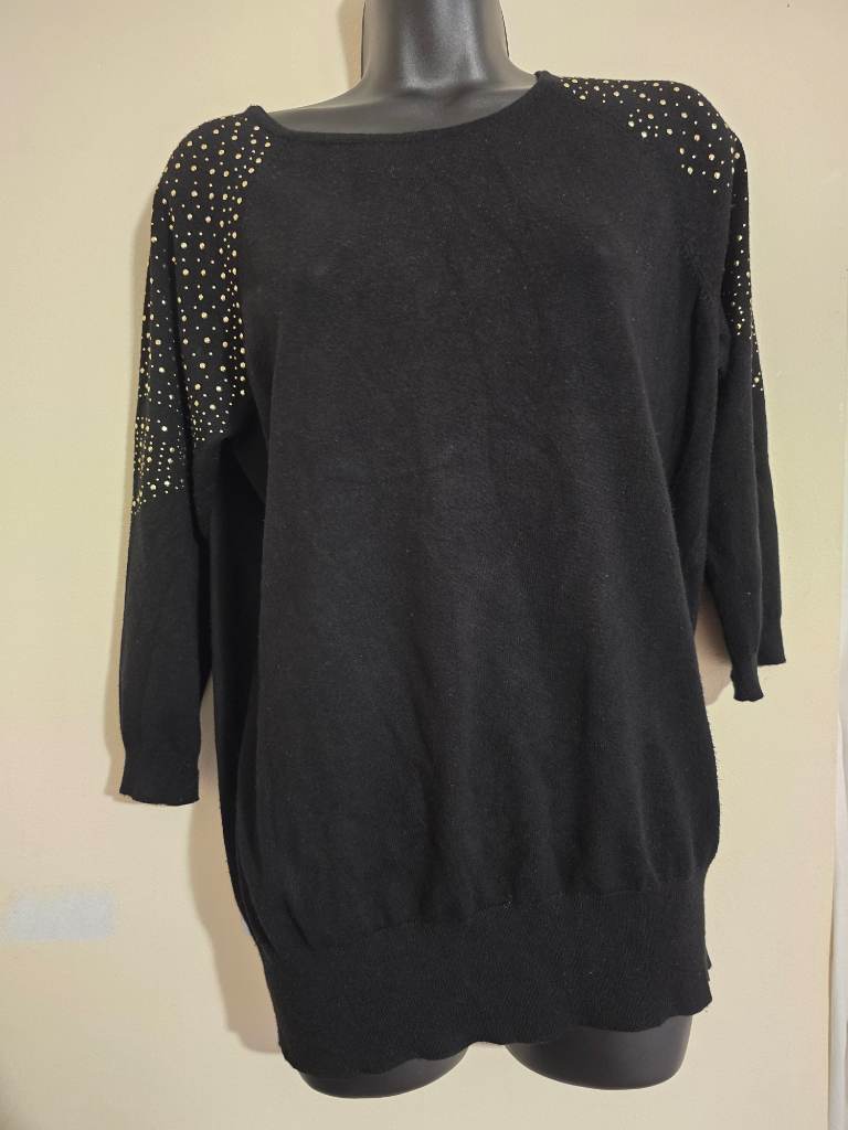 Peacocks jumper. Size 16. Black with sliver dots
