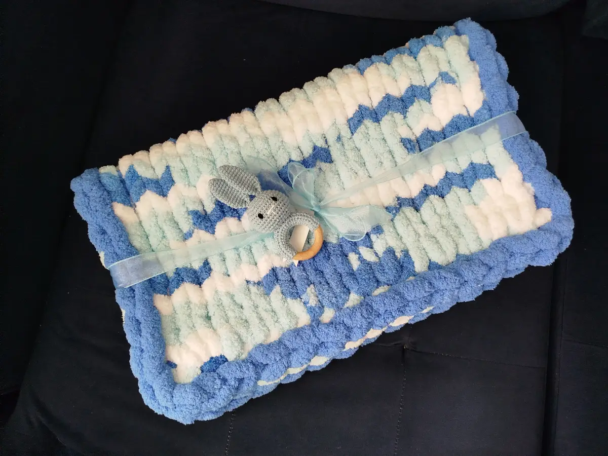 Hand-knitted baby blanket