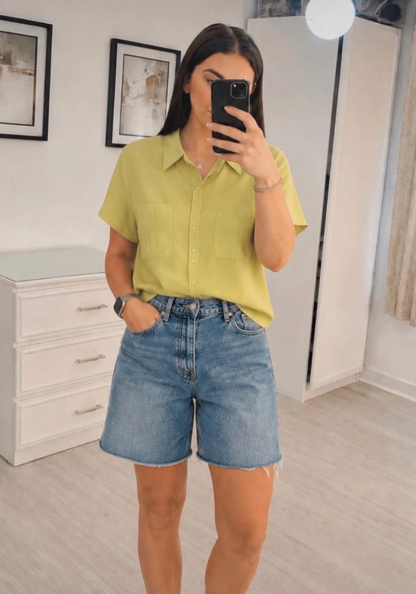 Classic Extra Bright Lime Green Women’s Vintage Retro Blouse Shirt | Size 18 | Excellent Condition