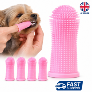Pink Silicone Finger Toothbrush for Dogs & Cats