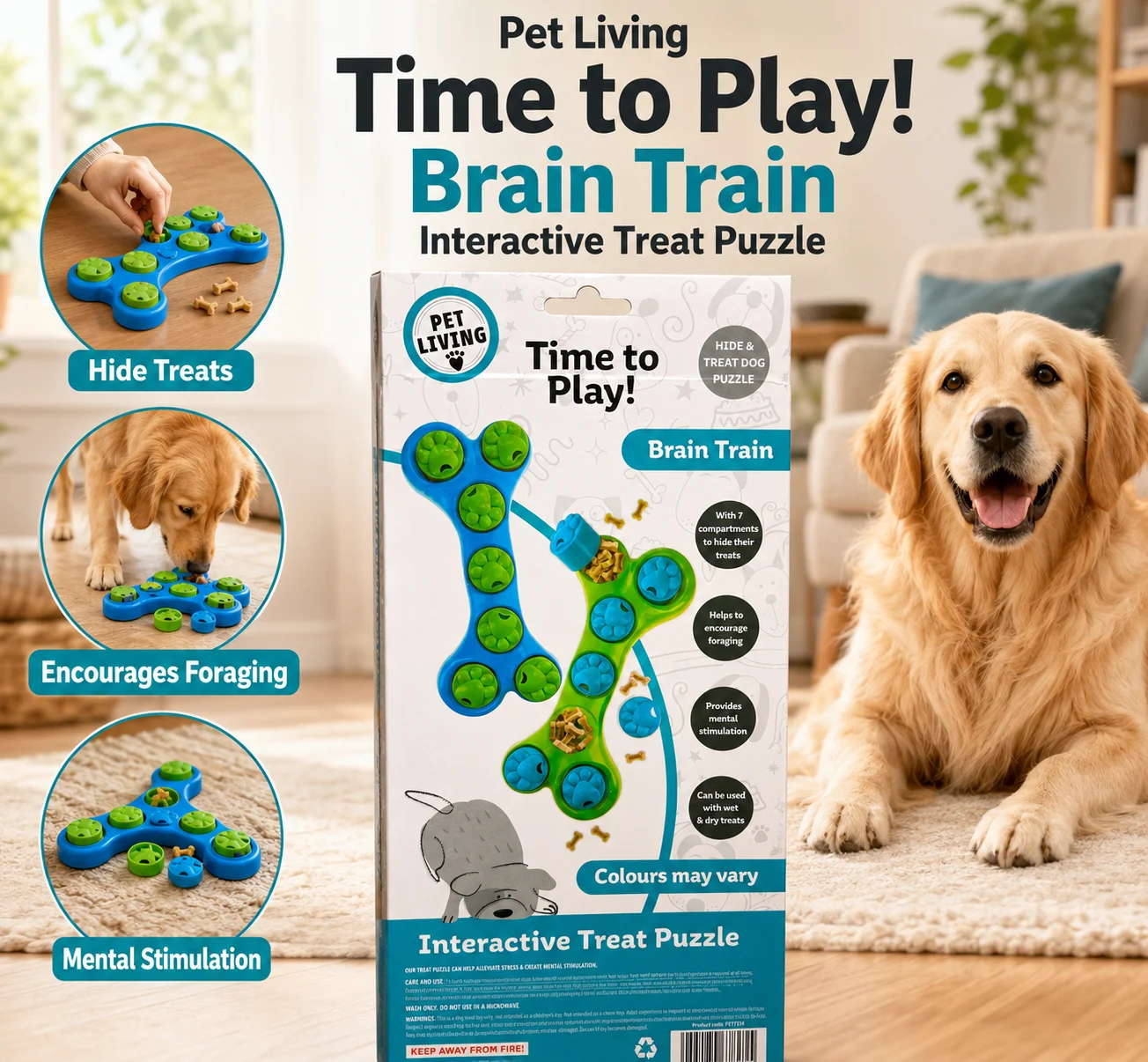Pet Living Brain Train Interactive Dog Treat Puzzle Toy