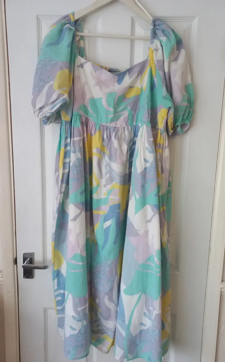 Pastel Coloured Midi Summer Dress With Puff Sleeves