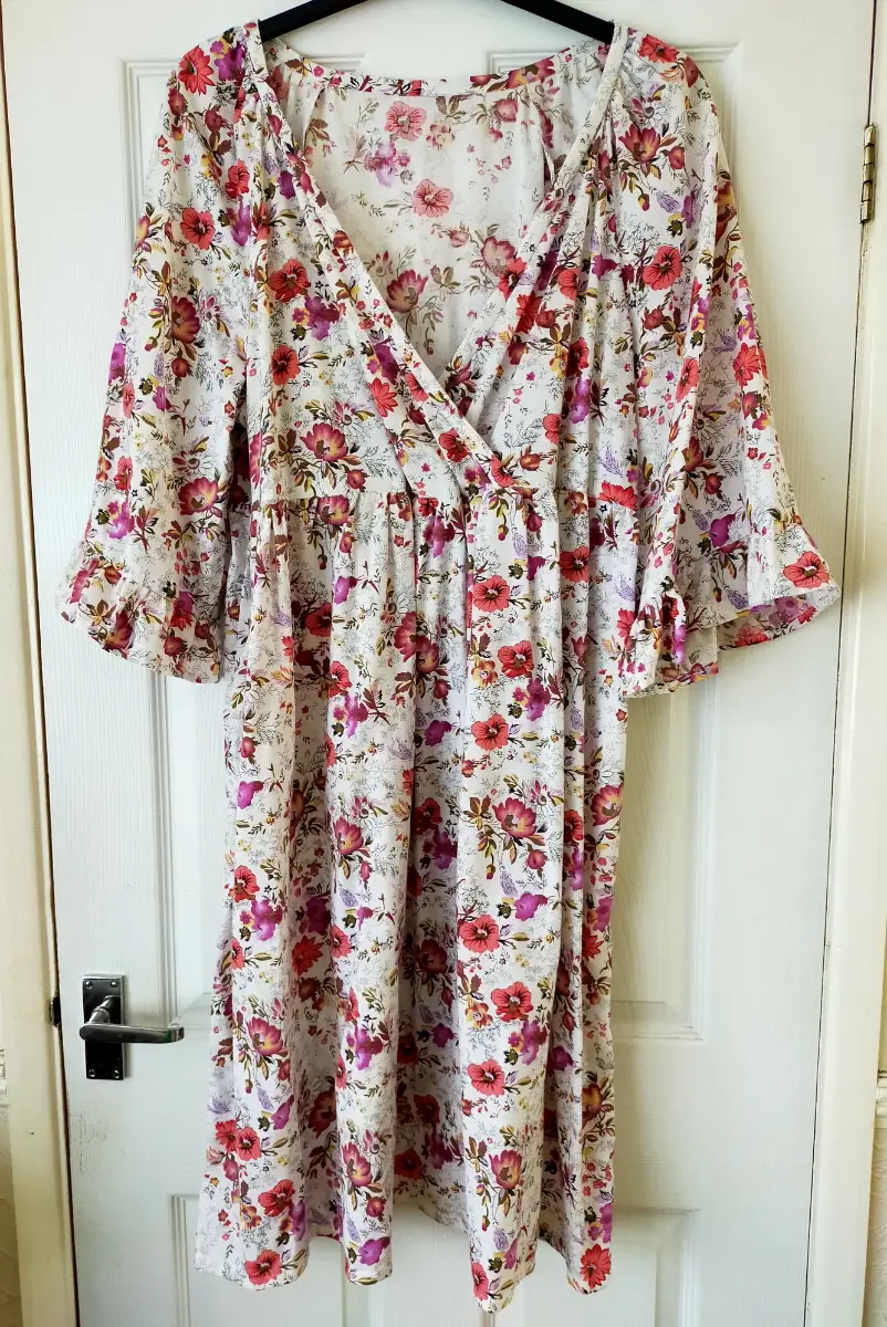 Ladies Pink & Purple Floral Midi Summer Dress
