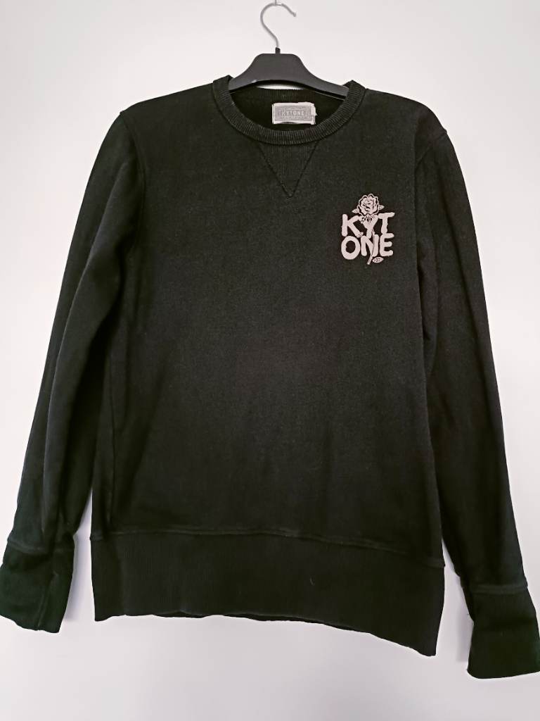 Kytone Graphic Crewneck Sweatshirt Size Small Black Rose & Skull Jumper