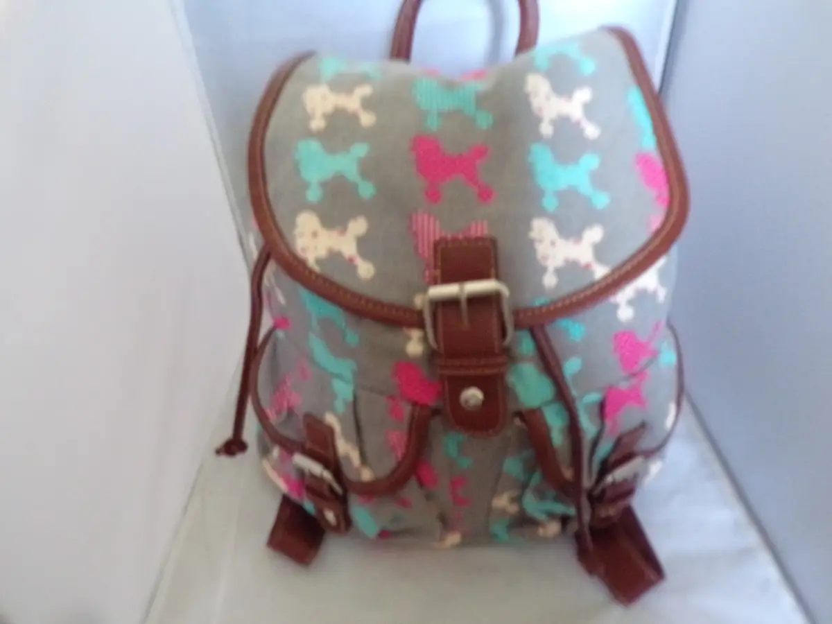 Ladies Poodle Design Backpack with Drawstrings
