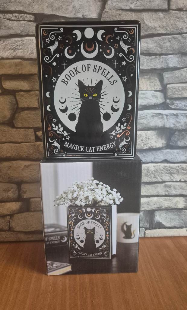 Gothic Cat Book Style Vase