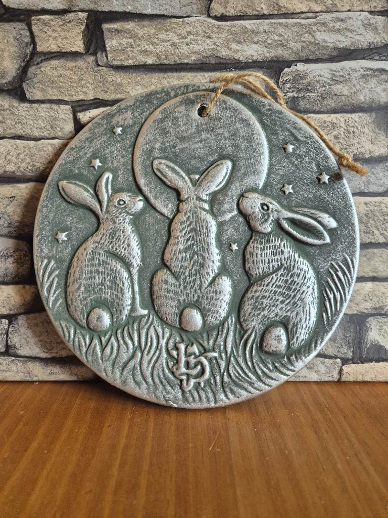 Hares Terracotta Garden Plaque
