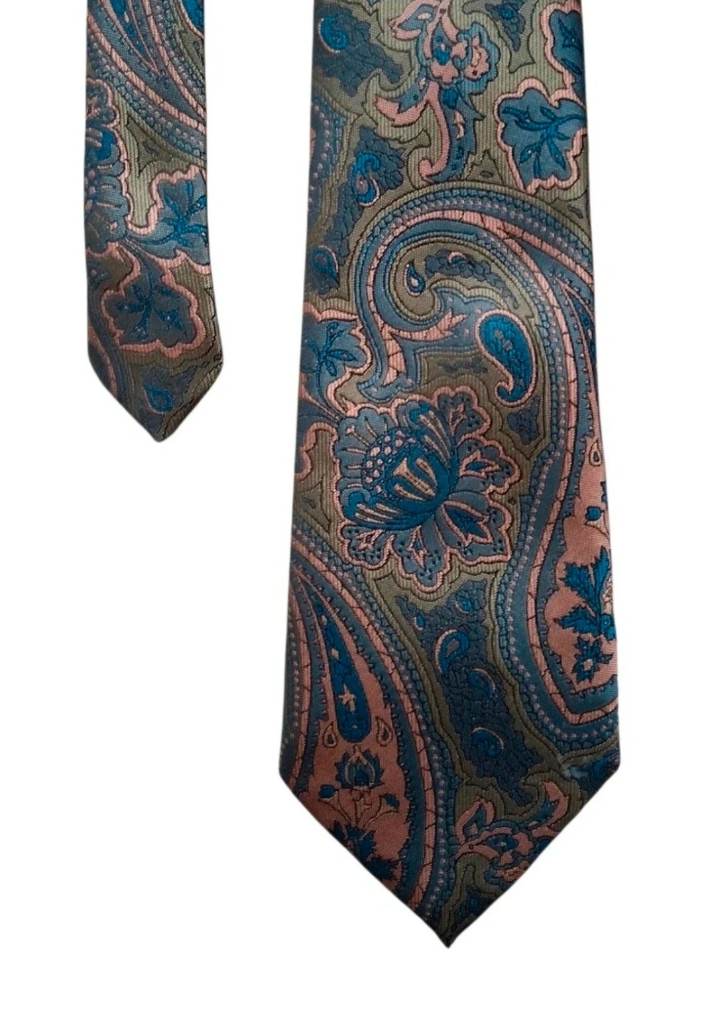 Sovrano Rich Olive Green, Bronze & Navy Vintage Style Paisley Tie | Made in Britain