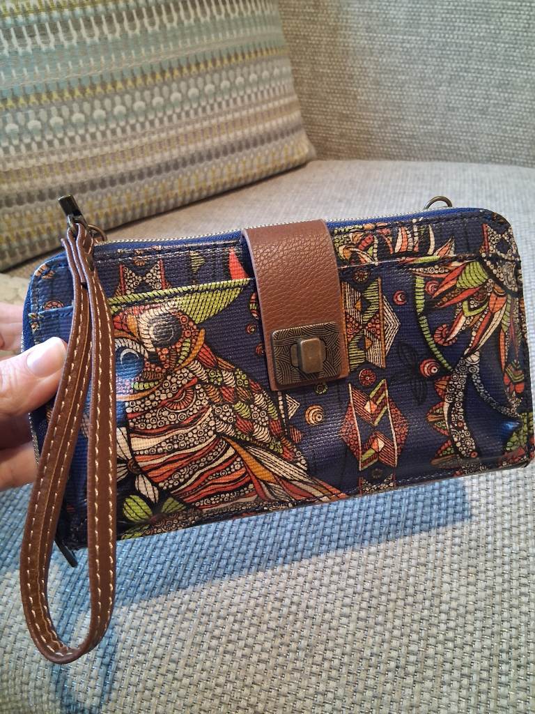 Sakroots Owl Print Artisan Artistic Boho Zip-Around Wallet Purse Clutch