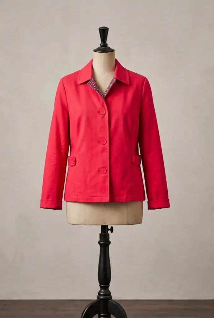 Tulchan Raspberry Red Cotton Textured Lightweight Country Costal Blazer Summer Jacket Size 14