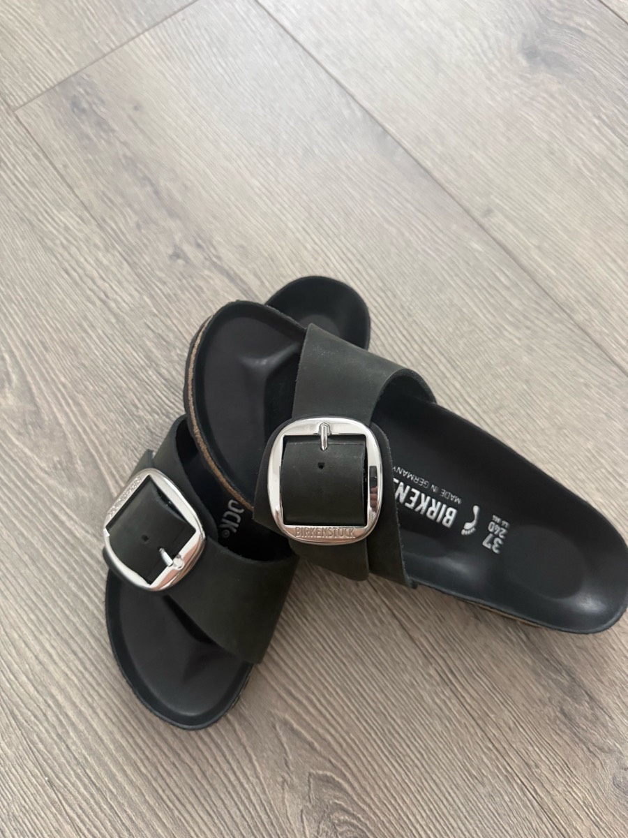 Birkenstock Madrid Big Buckle Black Leather Sandals UK 4 / EU 37