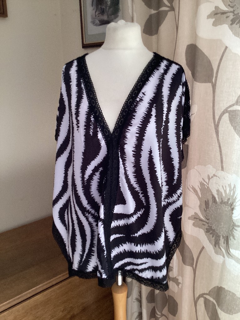 Zebra Print Lace Trim cover up / top